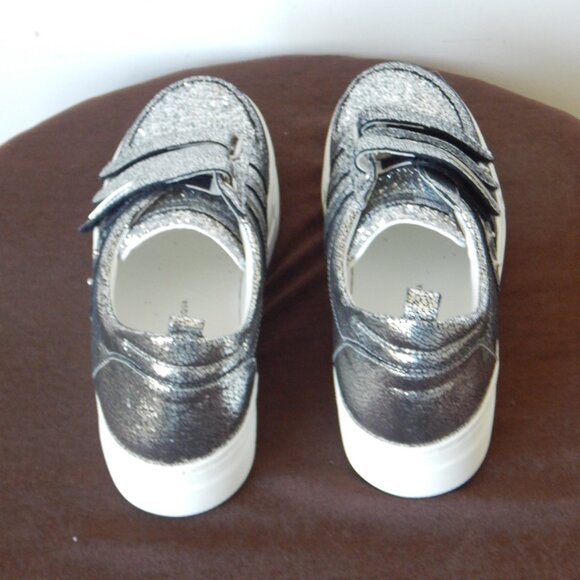 Alessandro Dell’ Acqua Leather Low Top Glitter Silver Sneaker Shoe US 8.5B NIB - Picture 10 of 15